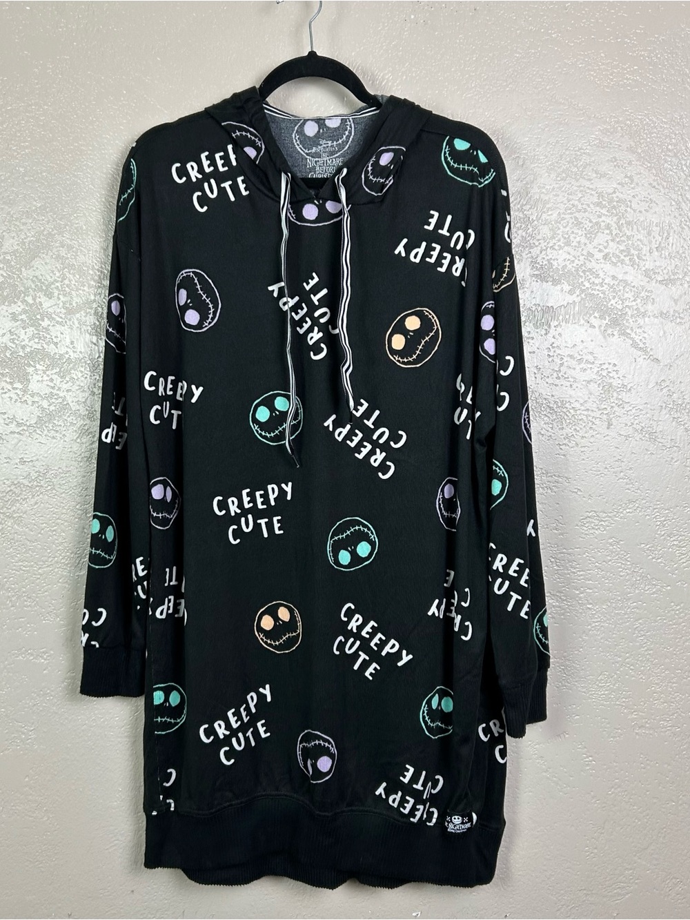 Choose 5 for $30 Disney Black 'Creepy Cute' Hooded Nightshirt with Pastel Faces - Picture 10 of 16